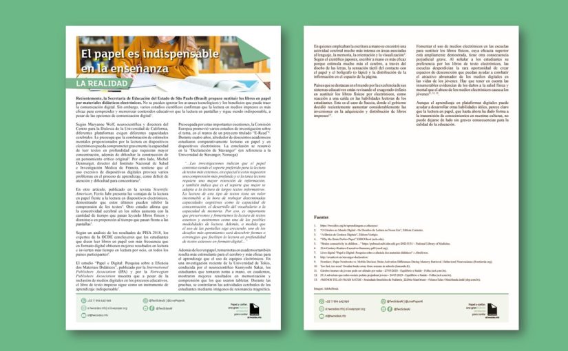 Nuevo Fact Sheet aborda la importancia del papel en la enseñanza